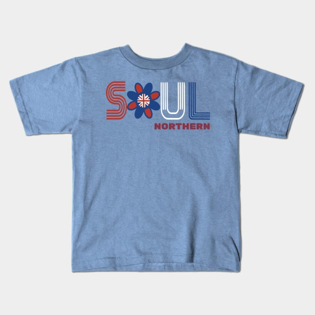 Northern Soul in red white and blue Kids T-Shirt by KateVanFloof